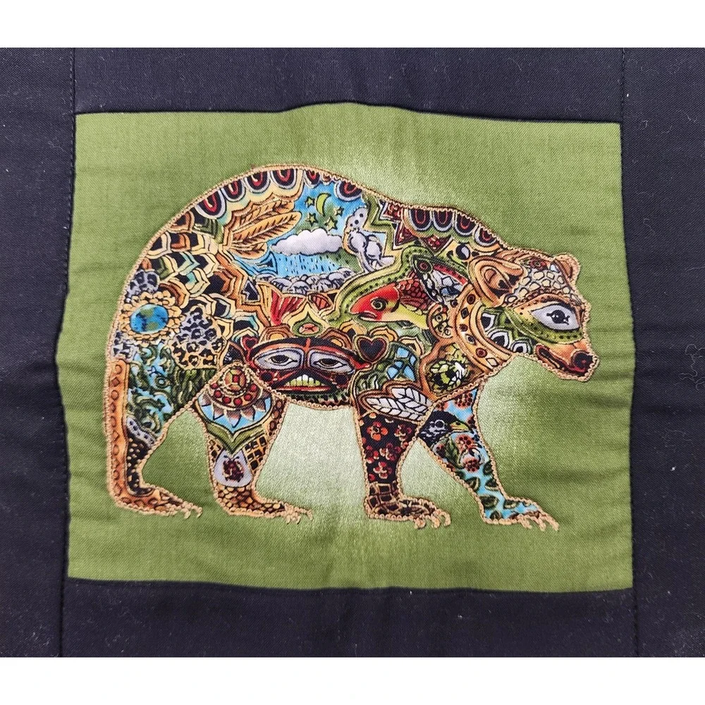 Hand Sewn Wall Art Native American Quilt‎ Artwork Yukon Canada  Bear Eagle Totem